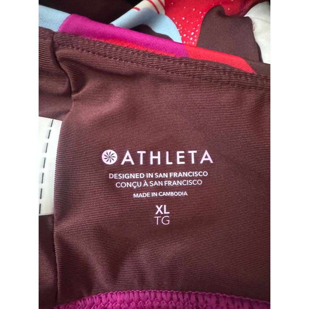 NWT Athleta | Purple / Red / Blue / Cream Floral Plunge Bikini Top | Size XL - Picture 6 of 9